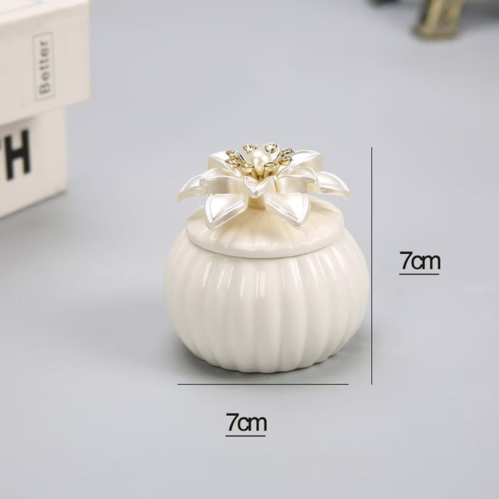 蓋付き装飾入り指輪 収納 陶器