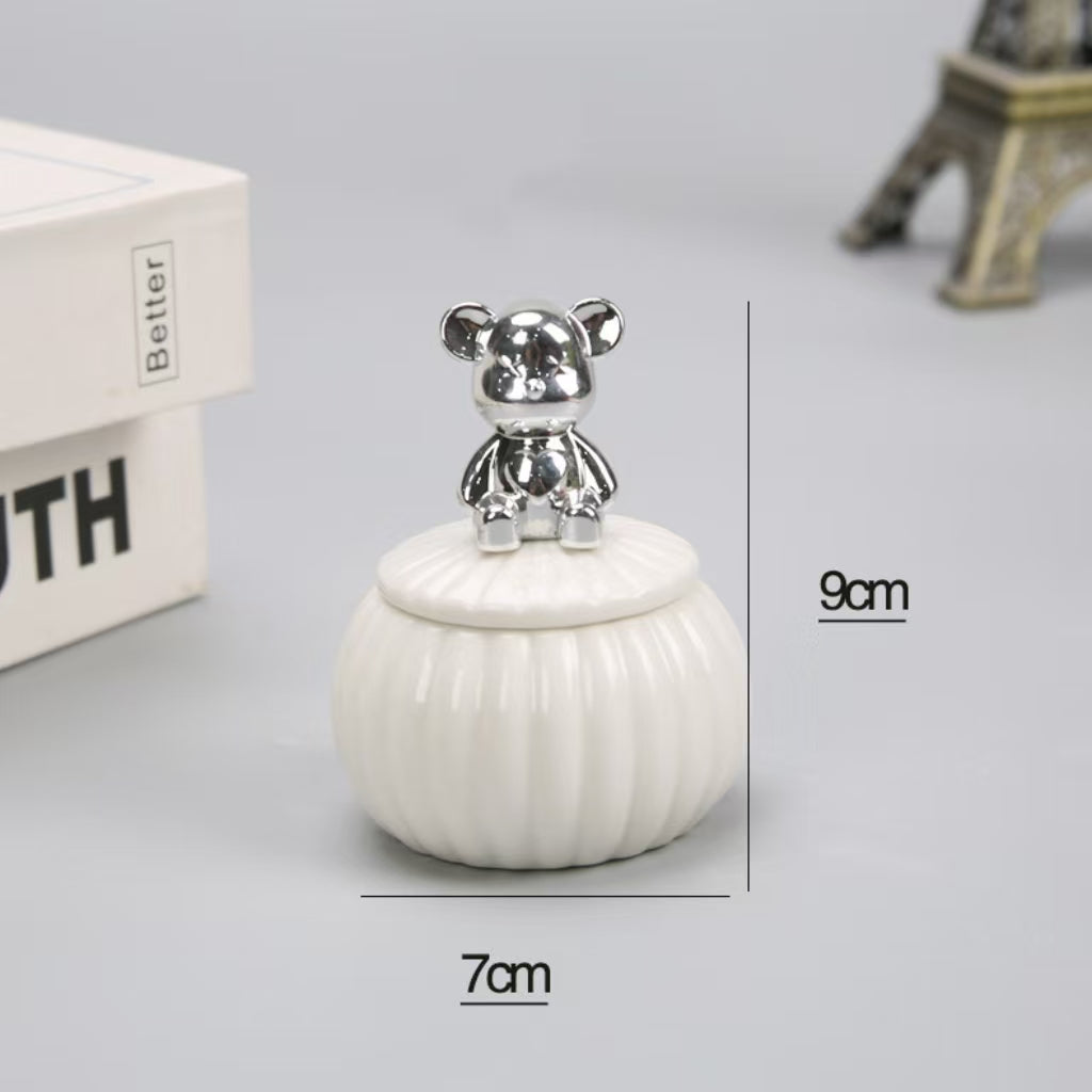 蓋付き装飾入り指輪 収納 陶器