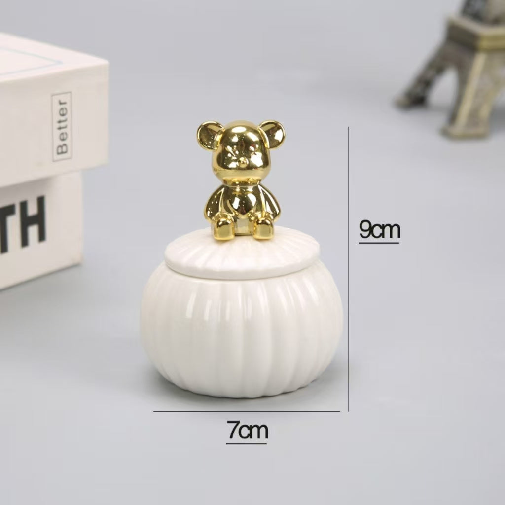 蓋付き装飾入り指輪 収納 陶器